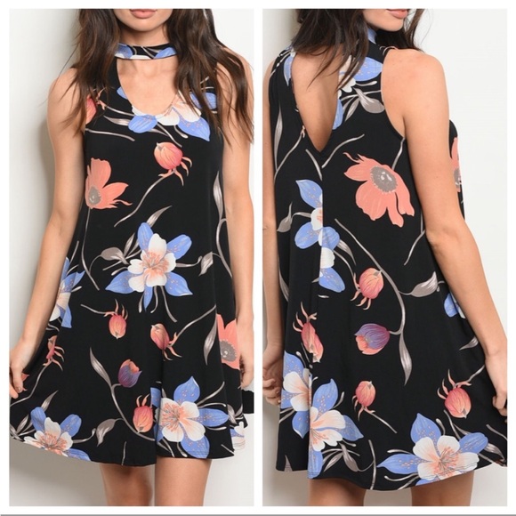 Black Floral Sleeveless Dress - Picture 7 of 7